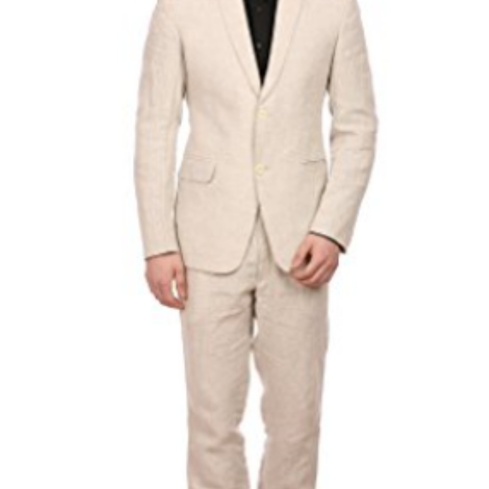 WINTAGE Men's 100% Linen Suit Beige s42